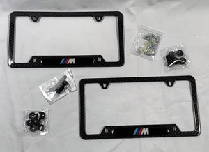 BMW M License Plate Frame Black Aluminum Front & back + M Valve Stem Caps - Picture 1 of 3