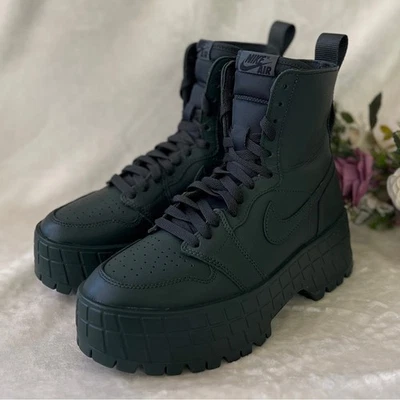 NEW Womens Size 8 Nike Air Jordan 1 Brooklyn Leather Boot Sneaker Deepest Green - Image 1 of 4