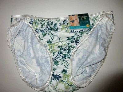 Vanity Fair Illumination String BIKINI Panties 18108 polyester Green White~ 8/XL - Image 1 of 4