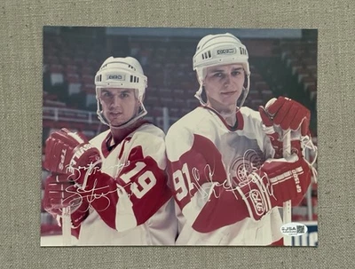 Steve Yzerman & Sergei Fedorov Autographed Signed 8x10 Photo JSA - Image 1 of 4