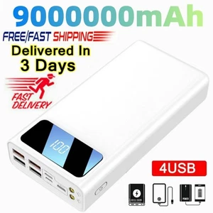 9000000mAh White Power Bank 4USB Fast Charging High-capacity External Battery - Picture 1 of 12