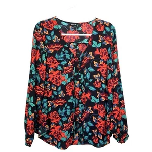 Torrid Floral Button Front Blouse Size 1X | Georgette Long Sleeve Boho Top - Picture 1 of 9