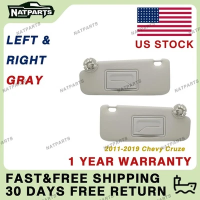 Pair Gray Sun Visor For Chevy Cruze 2011-2019 ‎95034256 95034253 84126667 - Image 1 of 4
