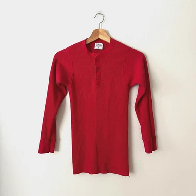 Vintage 80s Doctor Wright's Red Thermal Long Sleeve Shirt Men's Size Small USA - Image 1 of 4