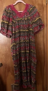 Vtg Naqui Accordion Caftan Woodstock Festival Maxi Dress Patio Crocheted OSFA - Picture 1 of 6