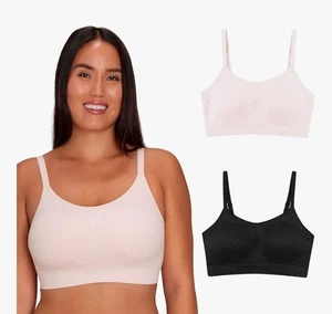 2 Pack Playtex Seamless Full Coverage Wireless Women’s Bra, Pink/Black, 3XL, NEW - Picture 1 of 9