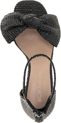 Sandalia de tacón mopado para mujer BCBGeneration, rafia negra, 10 Foto 1 de 4