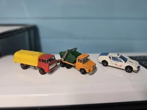 MAJORETTE DIECAST X 3 DAF LORRY EARLY SOLID WHEELS SCAINA SKIP TRUCK RENAULT CAR - Picture 1 of 4