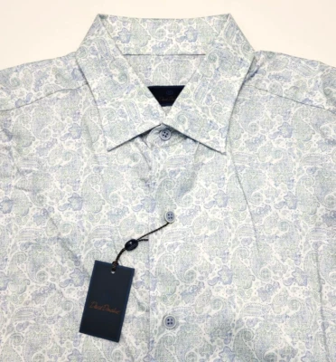 $165 Nueva Camisa Deportiva DAVID DONAHUE Botón Para Hombre MEDIANA M Azul Verde PAISLEY Foto 1 de 4