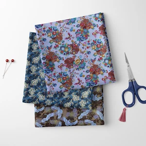 100% Cotton Butterflies Japanese Foil Oriental Craft Dress Furnishing Fabric - Picture 1 of 20