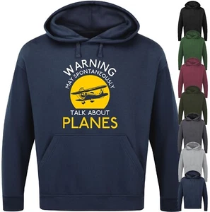 MAY ESPONTANEUSLY TALK ABOUT AVIONES SUDADERA CON CAPUCHA Divertido Eslogan Novedad Top de Aviones - Imagen 1 de 17