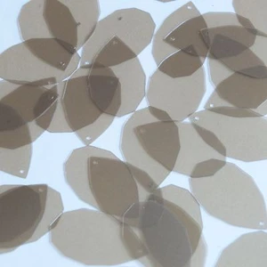 Lentera de lágrima de gema faceta 1,25" ligera oliva transparente satén mate reversible - Imagen 1 de 2