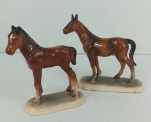 Hertwig Germany Horse Figurine Brown Foal Set Pair "READ" 4" and 3 3/4" - Picture 1 of 13