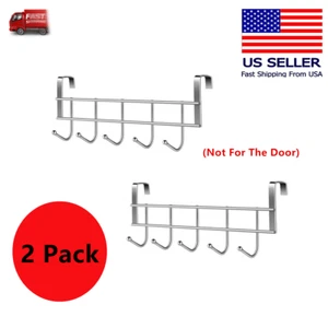 2x Kitchen Cabinet Rack Hook Cloth Storage Hanger Bathroom Towel Metal 5 Hooks - Picture 1 of 7