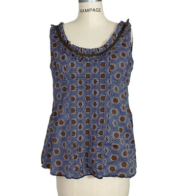 Tory Burch women's multicolor geometric print sleeveless top sz 10 - Image 1 of 4