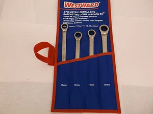 New 4 Pc Metric Extra Long Ratcheting Wrench Set  17,18,19,20 MM (K)(TJ) - Picture 1 of 5