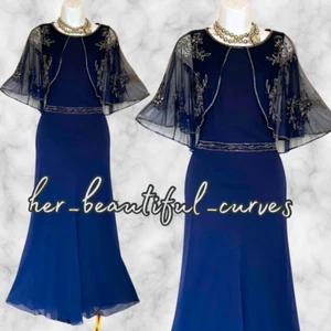VESTIDO DE NOCHE DE OCASIÓN NIGHTINGALES AZUL MARINO ADORNADO CON CUENTAS TALLA 16 nuevo - Imagen 1 de 10