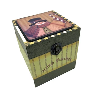 Muñeco de nieve Crazy Mountain Winter Greetings 6 posavasos en caja de almacenamiento Navidad - Imagen 1 de 18