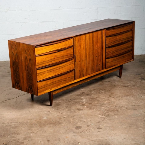 Mid Century Danish Modern Credenza Dresser 13 Drawer Rosewood Svend Aage Madsen Cover