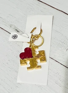Tory Burch Schlüsselanhänger Metall Logo rot Herz Key Chain - Bild 1 von 9