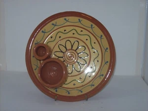 CERAMIC SHALLOW BOWL W/ ATTACHED CONDIMENT JARS MADE IN SPAIN - Picture 1 of 4