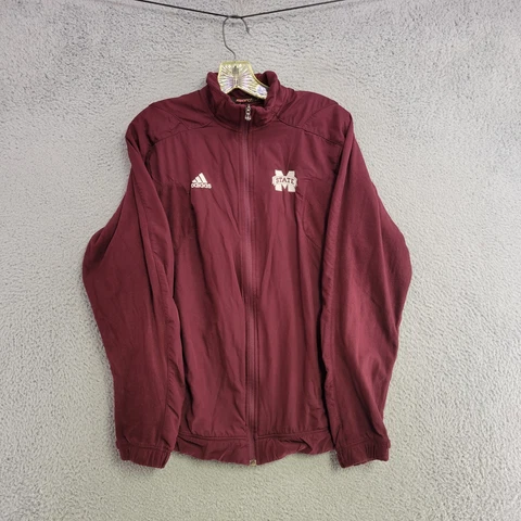 Mississippi State Bulldogs Jacket Mens M Medium Dark Red Adidas Full Zip Mock Cover
