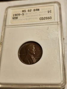 1909 s vdb lincoln cent MS62 brn ANACS - Picture 1 of 4