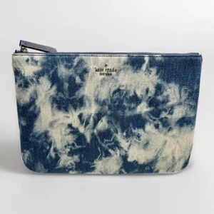 Neu Kate Spade Jackson Tye-Dye Denim großer Reißverschluss Beutel Clutch Handtasche - Bild 1 von 5