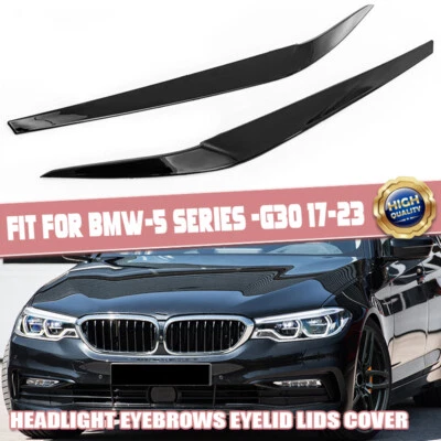 Pair Headlight Eyebrow Eyelid Trim For BMW 5 Series G30 525i 530i 2017-2022 2023 - Image 1 of 4