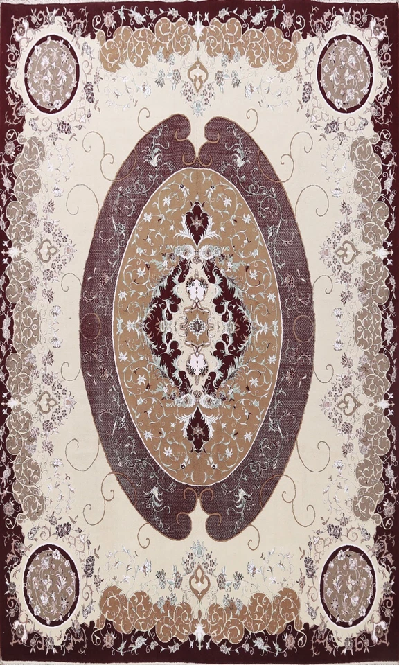 Alfombra turca estilo victoriano marfil Aubusson decoración del hogar alfombra grande 10x13 pies Foto 1 de 4