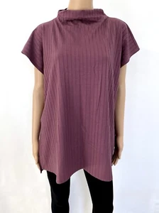 NWT! NEW! EILEEN FISHER Plus Size 3X Purple Mock Neck Basic Top T-Shirt - Picture 1 of 10