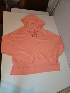SO The Lounge Life Orange/Peach Cropped Hoodie Pullover Sweatshirt Large - Picture 1 of 7