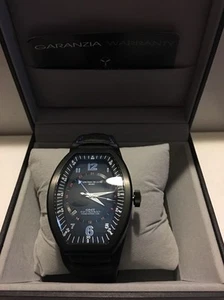 Montres De Luxe Mens GMT Estremo Black blue Tonneau Leather Watch NEW - Picture 1 of 12