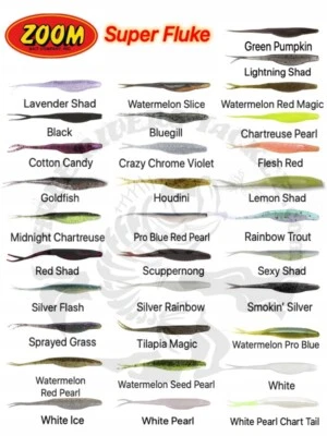 Zoom Salty Super Fluke Soft Plastic Jerkbait - Choose from over 100 Colors! - Image 1 of 2