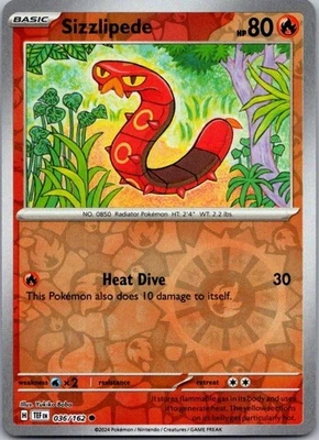 Sizzlipede Reverse Holo Common SV05: Temporal Forces 036/162 Near Mint - Image 1 of 2