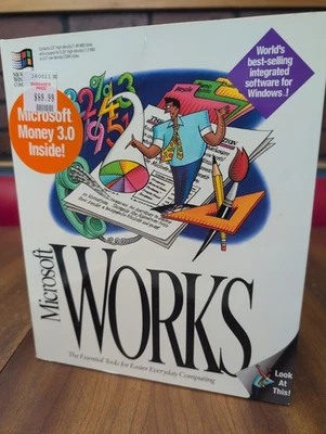 Microsoft Works 3.0 + Money 3.0 on 3.5"  Floppy Disks Big Box 1993 - Image 1 of 4