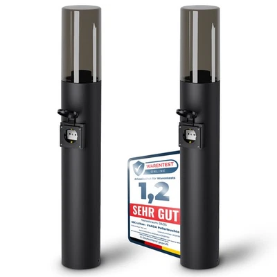 2x Gartenleuchte VARDA Außenlampe Wegeleuchte mit Steckdose E27 Höhe 50 cm IP44  - Bild 1 von 4