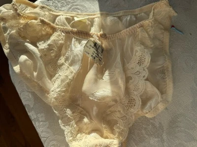NWT Victoria's Secret Bikini Lace  And Satin Beige Panties sz M - Image 1 of 4