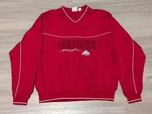 Ohio State Buckeyes Jacket Mens Medium Red OSU Windbreaker Pullover Lined - Picture 1 of 6