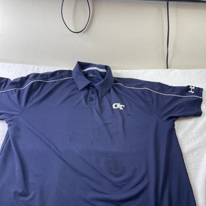 Georgia Tech Yellow Jackets Under Armour Polo Shirt Men XL Blue Performance - Picture 1 of 10