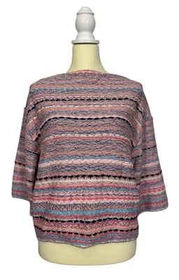 Suéter Chanel 18P Mezcla Seda 2018 Cuello Barco Rayas Talla 38 Rosa Azul Para Mujer’s Foto 1 de 4