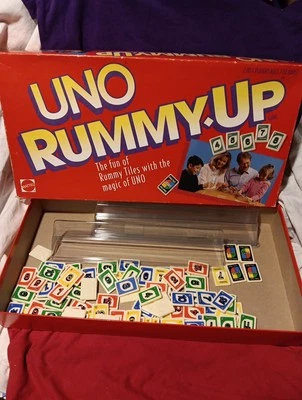 UNO Rummy Up Board Game - Vintage Mattel Missing 4 Tiles 1997 No Instructions  - Image 1 of 4