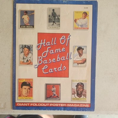 hall of fame baseball cards giant foldout poster magazine 1989 mickey mantle +  - Image 1 of 4