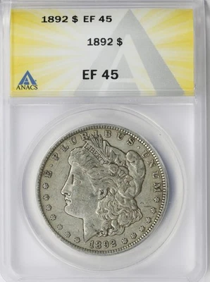 1892 $1 Morgan Silver Dollar ANACS EF45 - Image 1 of 4