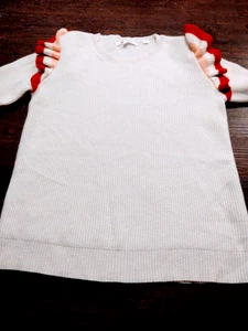 CHINTI & PARKER Woman's Round Neck 100% Cashmere (M) White RIBBED Sweater - Picture 1 of 6