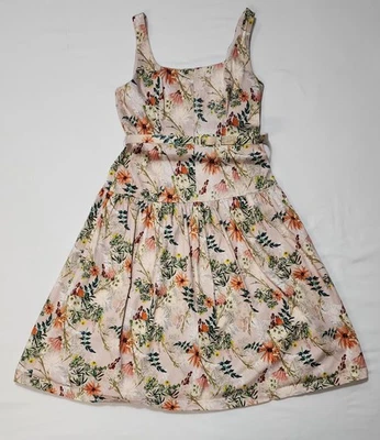 ANTONIO MELANI  Pleated Floral Print Sleeveless A-Line Dress Size 10 - Image 1 of 4