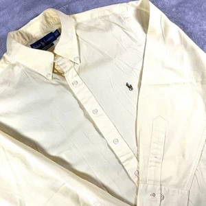 Polo Ralph Lauren Classic Fit Gelb Oxford Button Down Hemd Herren L Fleisch Pony - Bild 1 von 8