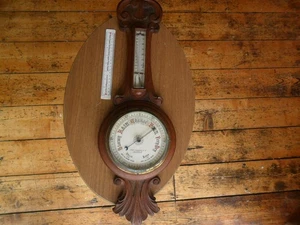 Large Antique Fred Jackson & Co Manchester Aneroid Banjo Barometer (with damage) - Picture 1 of 14