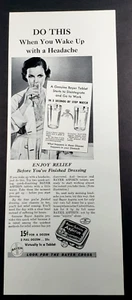 1937 Bayer Aspirin Vintage Print Ad – Starts to Work in 2 Seconds Disintegrates - Picture 1 of 1