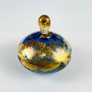 Vintage 1991 Matthew Buechner Themse Glas Parfüm Flasche Kobaltblau Blattgold - Bild 1 von 8